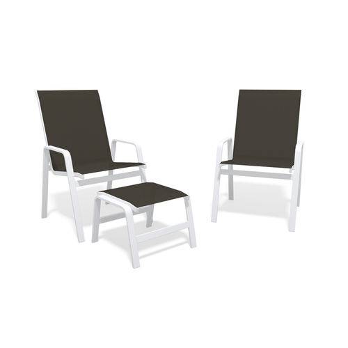 Jogo 2 Cadeiras, S/ Mesa Alumínio Branco Tela Marrom