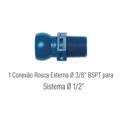 Jogo Conexão Rosca Externa 3/8" BSPT 19-L - Fixoflex