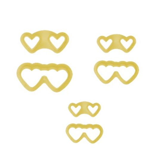 Jogo Cortadores de Pasta Americana e Biscuit Blue Star Óculos Coração com 6 Peças