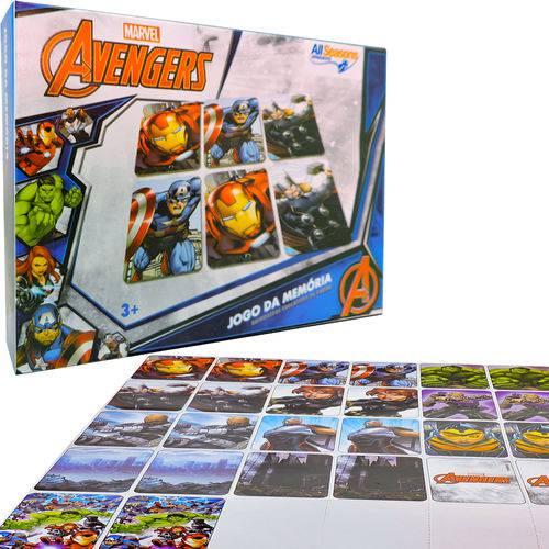 Jogo da Memória Avengers Vingadores Marvel 26 Cartas