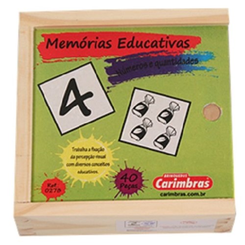 Jogo da Memória em Madeira - Números e Quantidades - CARIMBRAS