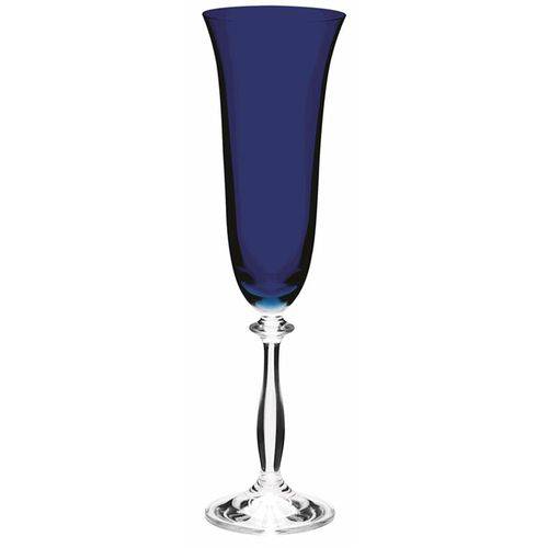 Jogo de 6 Taças Cristal Ecológico Champanhe 190ml Ângela Azul - Bohemia