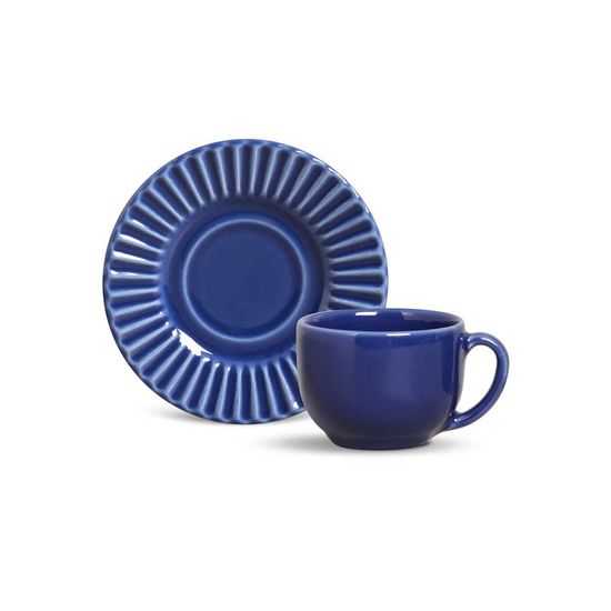 Jogo de 6 Xícaras de Chá Plissé Azul Navy