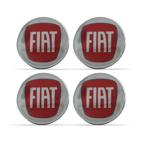 Jogo de Adesivo Emblema Resinado para Calota Fiat com 4 Peças - Vermelho 58mm