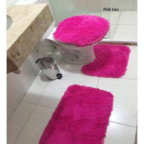 Jogo de Banheiro Peludinho 3 Peças Classico - Pink