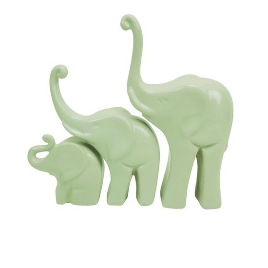Jogo de Elefantes Familia Decorativos 3 Pecas Creme