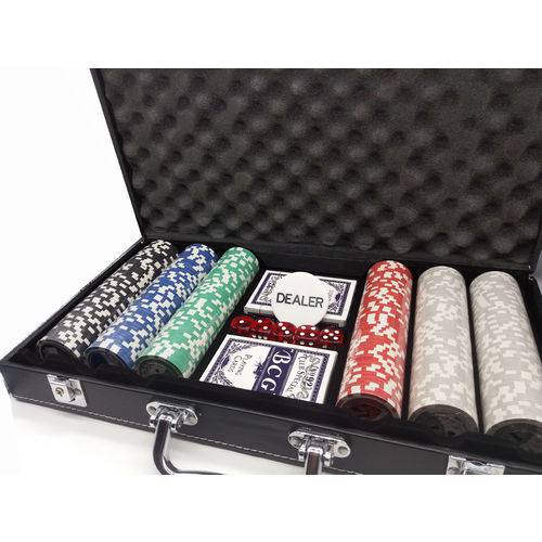 Jogo de Poker Completo Estojo Luxuoso 300 Fichas Numeradas