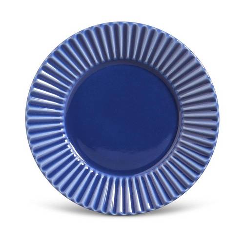 Jogo de Pratos de Sobremesa Plissé Porto Brasil Cerâmica Azul Marinho 6 Peças