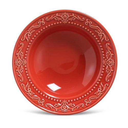 Jogo de Pratos Fundos Acanthus Porto Brasil Cerâmica Vermelho 6 Peças
