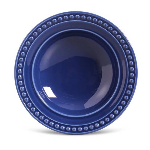 Jogo de Pratos Fundos Atenas Porto Brasil Cerâmica Azul Celeste 6 Peças