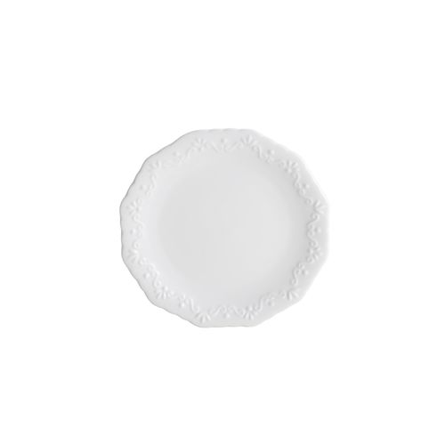 Jogo de Pratos Sobremesa em Porcelana Wolff Alto Relevo 19cm 6 Peças Branco