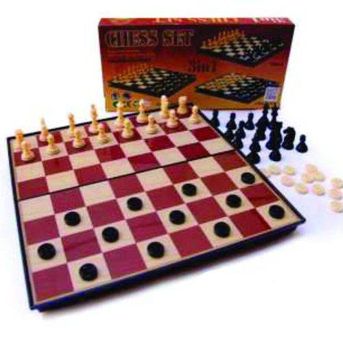 Jogo de Tabuleiro - Xadrez / Damas -magnético - 4415 - Grande - Pentagol
