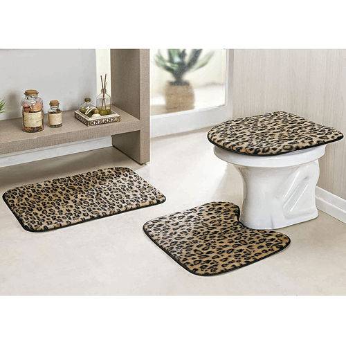 Jogo de Tapetes de Banheiro 3 Peças Standard Safari Leopardo