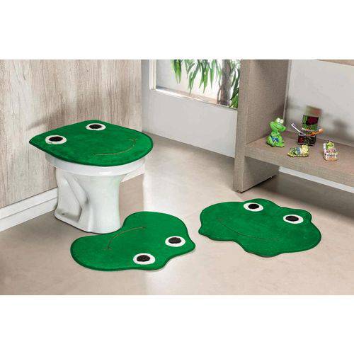 Jogo de Tapetes de Banheiro Formato Sapo Verde Bandeira