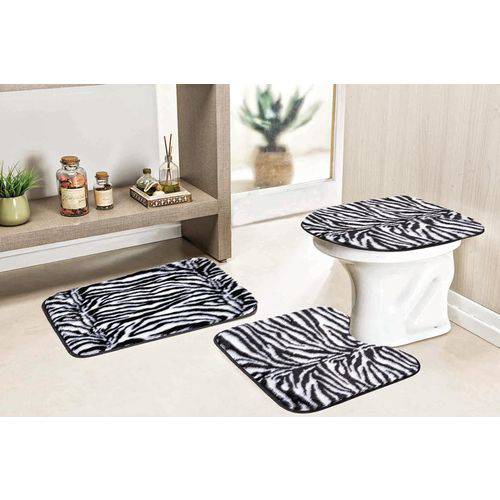 Jogo de Tapetes de Banheiro Safari Standard 3 Peças Zebra