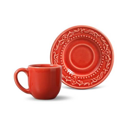 Jogo de Xícaras de Café Acanthus Porto Brasil Cerâmica Vermelho 94ml 6 Peças