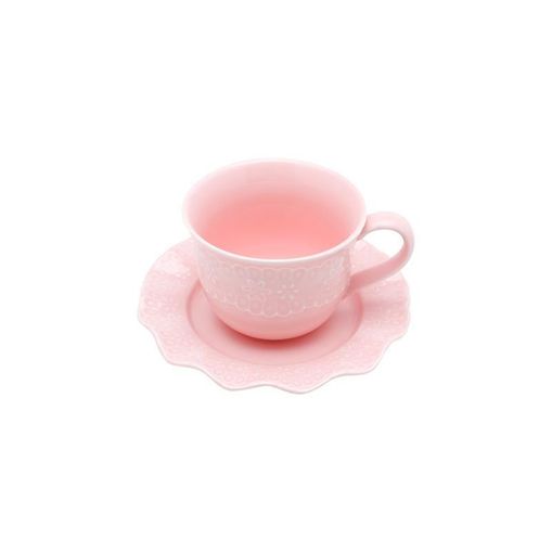 Jogo de Xícaras para Chá 12 Peças de Porcelana Rosa 8204 Lyor