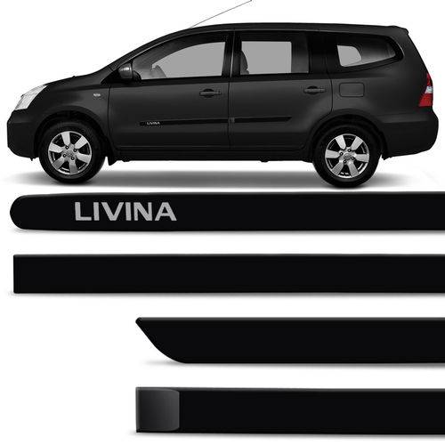 Jogo Friso Lateral Tipo Borrachão Nissan Livina 13 a 18 Preto Premium 4 Portas Excelente Fixação