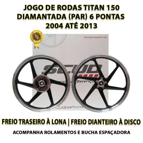 Jogo Roda Liga Leve Titan 150 Scud Diamantada Freio Disco 2004 / 2013