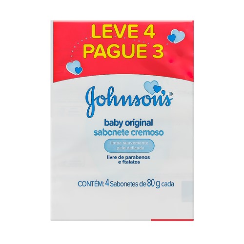 Johnson's Baby Sabonete Original em Barra 80g Cada Leve 4 Pague 3