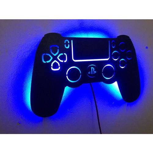 Joystick Controle Luminoso PS4 LED Azul