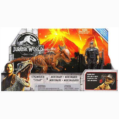 Jurassic World - Conjunto Aventura - Stygimoloch e Mercenário - Mattel FMY84