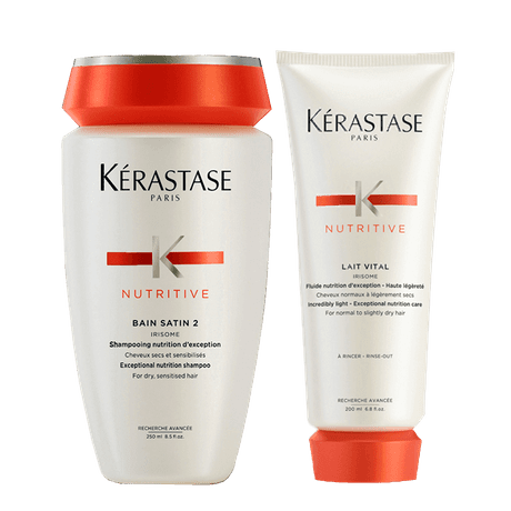 Kerastase Kit Duo Nutritive Irisome Shampoo Bain Satin 2 250ml + Condicionador Lait Vital 200ml