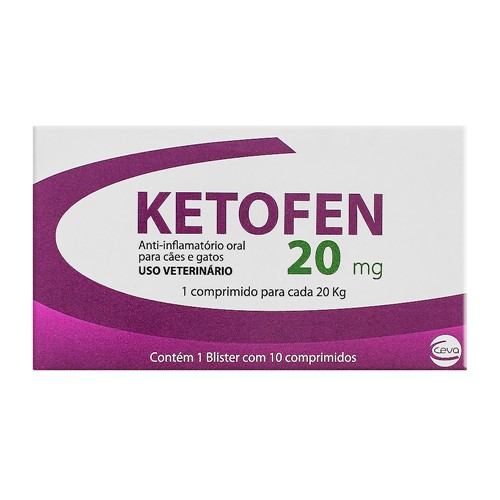 Ketofen 20mg para Cães Uso Veterinário com 10 Comprimidos