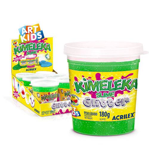 Kimeleka Slime Acrilex com Glitter Verde Caixa com 6