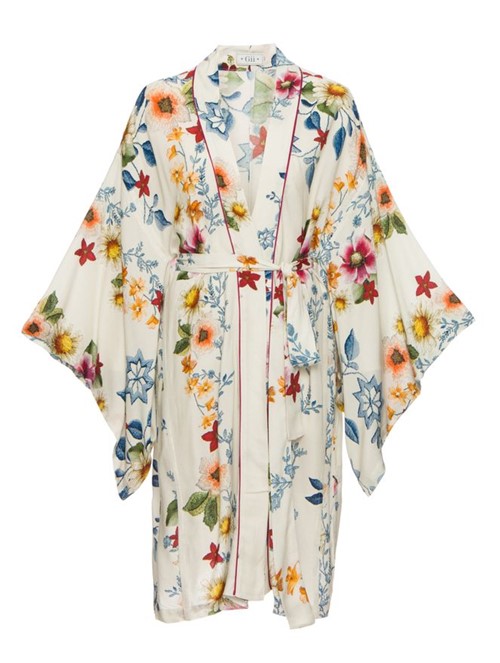 Kimono Curto Estampado Off White Tamanho P