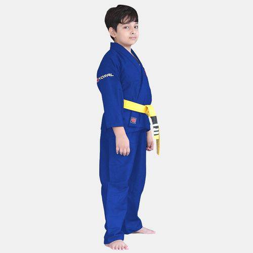 Kimono Jiu Jitsu Koral Infantil Reforçado Azul