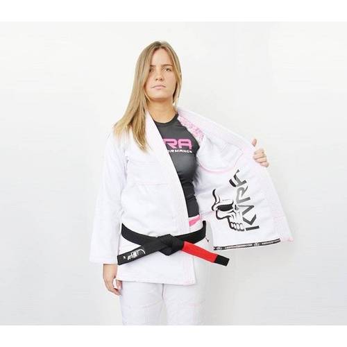 Kimono Jiu Jitsu Kvra Bjj Style Feminino Branco Branco F1