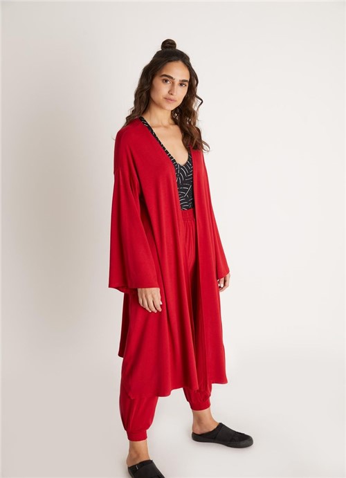 Kimono Malha Liso Vermelho P