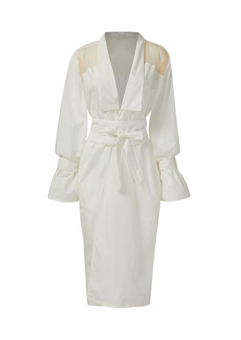 Kimono Transparencia Faixa Cinto Off White M/G