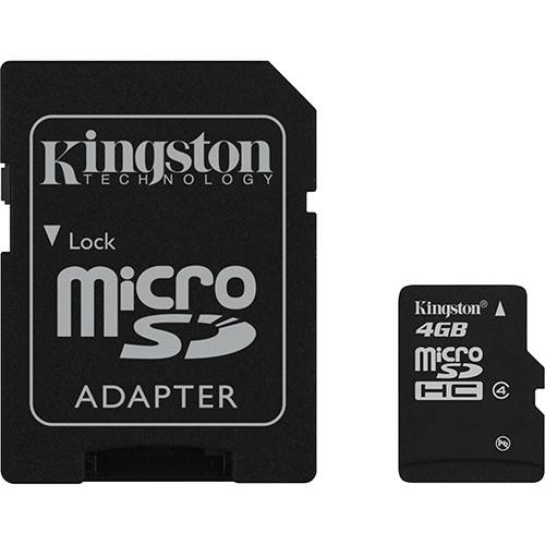 Kingston Cartão de Memoria 4gb Microsdhc com Adaptador Sd (Classe4) - Sdc4/4gb