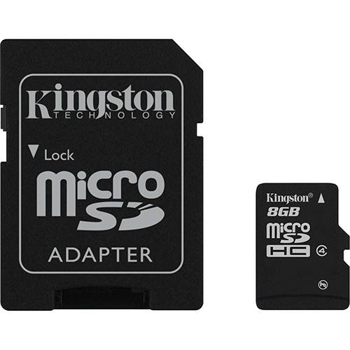 Kingston Cartão de Memoria 8gb Microsdhc com Adaptador Sd (Classe4) - Sdc4/8gb