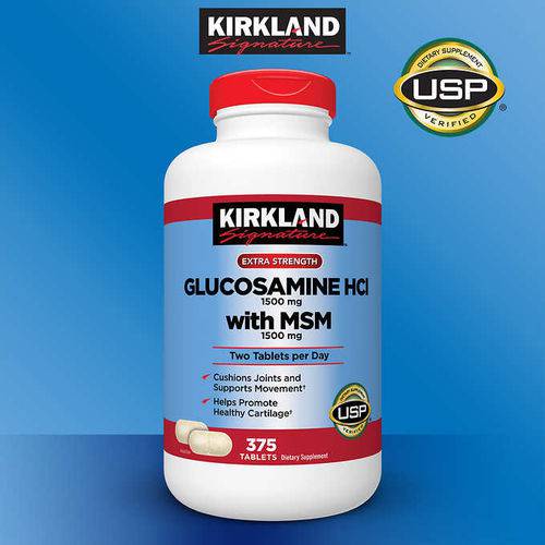 Kirkland Signature Glucosamina 1500mg com MSM 1500mg 375 Tabletes