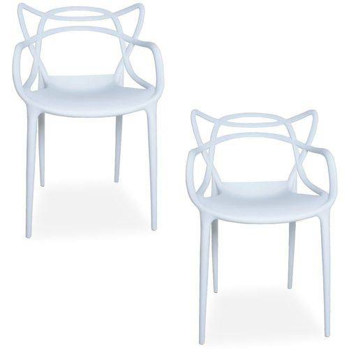 Kit 02 Cadeiras Decorativas para Sala de Jantar Amsterdam Branco - Lym Decor