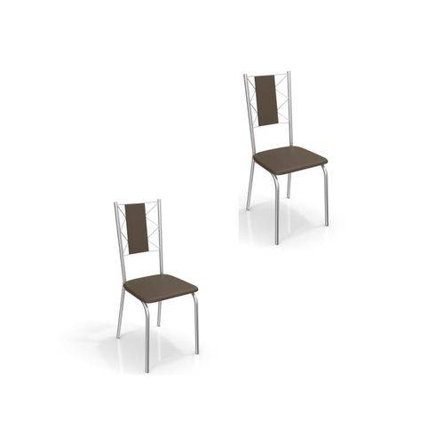 Kit 02 Cadeiras para Cozinha Lisboa 2c076cr Cromado/marrom - Kappesberg