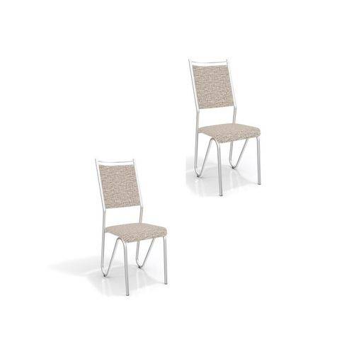 Kit 02 Cadeiras para Cozinha Londres 2c056cr Cromado/linho Marrom - Kappesberg