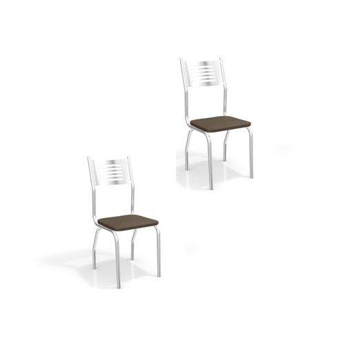 Kit 02 Cadeiras para Cozinha Munique 2c047cr Cromado/marrom - Kappesberg