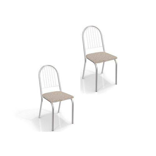 Kit 02 Cadeiras para Cozinha Noruega 2c077cr Cromado/linho Marrom - Kappesberg