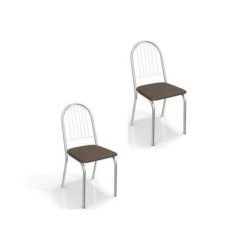 Kit 02 Cadeiras para Cozinha Noruega 2c077cr Cromado/marrom - Kappesberg