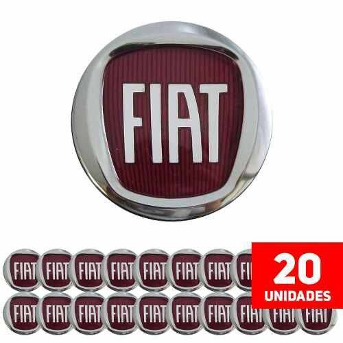 - Kit 20 Calota Miolo de Roda Fiat Punto 49,6mm Logo Vermelho