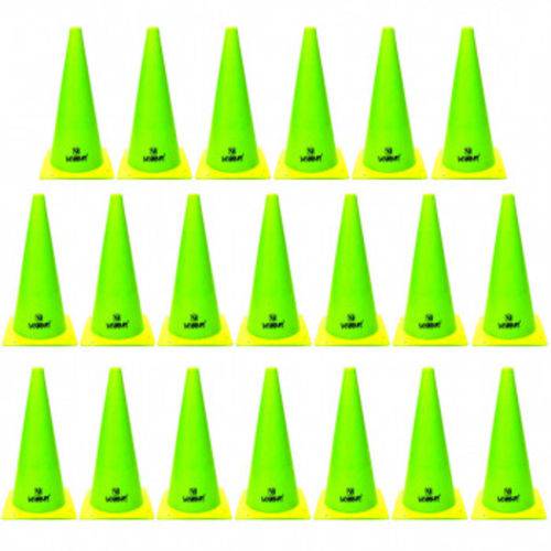 Kit 20 Cones de Agilidade para Demarcacao com 38 Cm Verde Limao Liveup