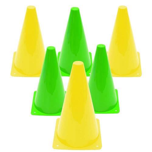 Kit 6 Cones Demarcatórios 24 Cm Verde X Amarelo Rope Store