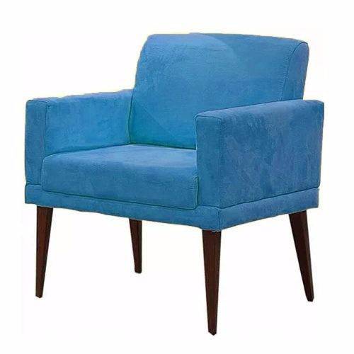 Kit 02 Poltrona Cadeira Decorativa Mia Escritório Suede Azul