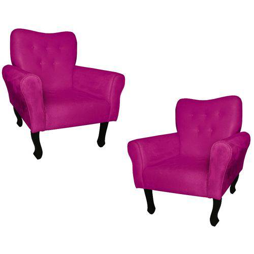 Kit 02 Poltronas Cadeira Nanda para Escritório e Consultório Sala Recepção Suede Pink