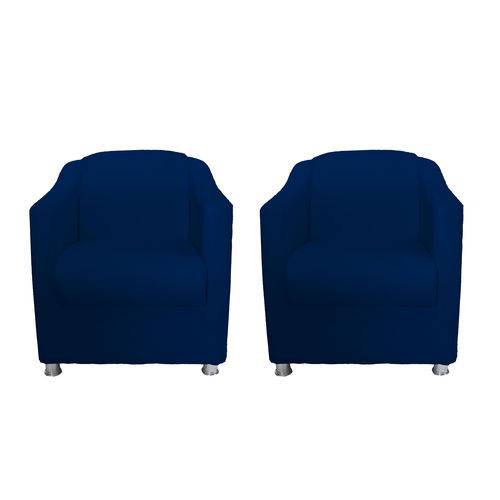 Kit 02 Poltronas Decorativa Tilla Sala e Recepção Suede Azul Marinho - DL Decor