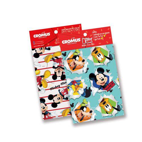 Kit 30 Sacos Presente C/Laço e Cartão Mickey Disney 35X54Cm